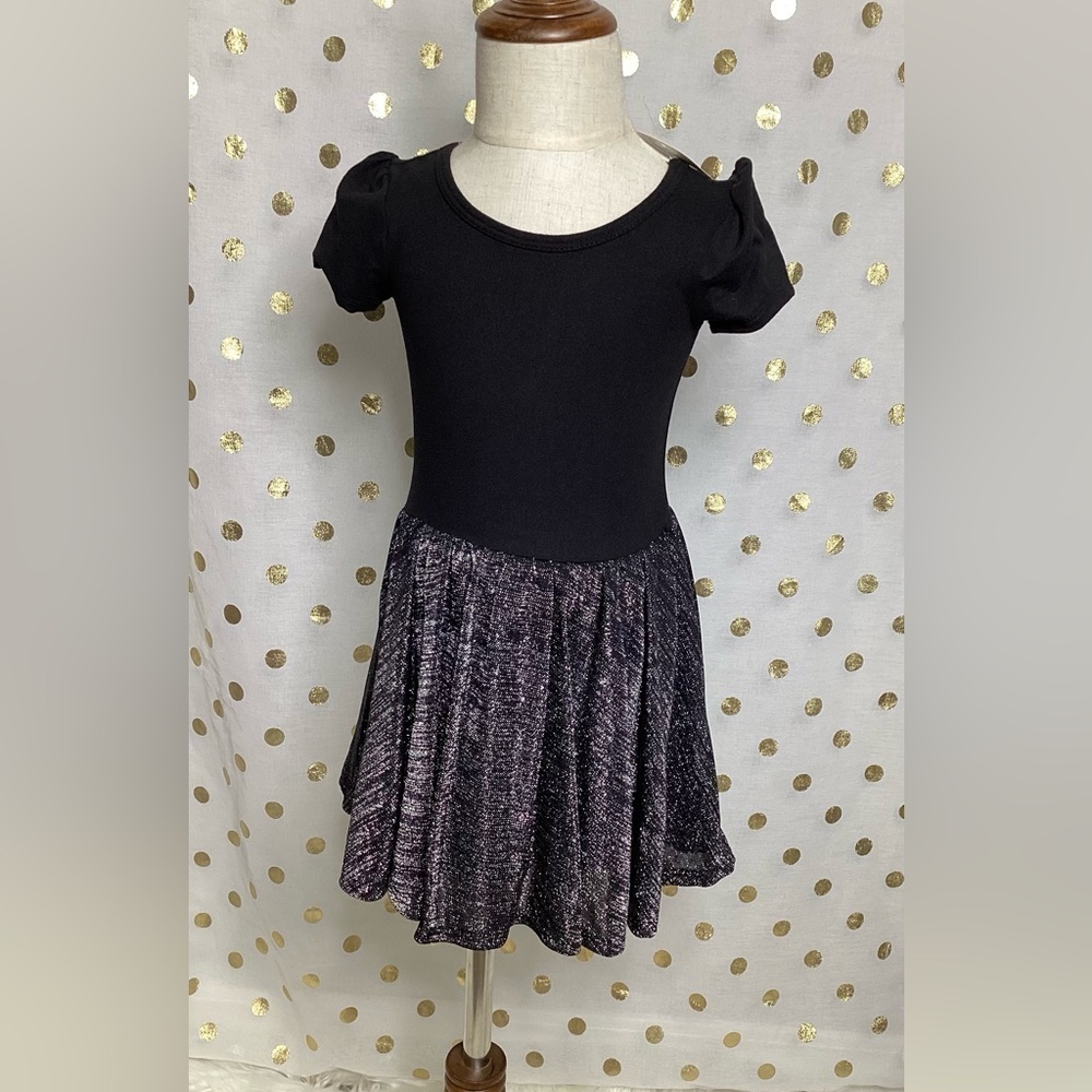 🌟NWT Girls Soft Black Metallic Christmas Dress sz 2T